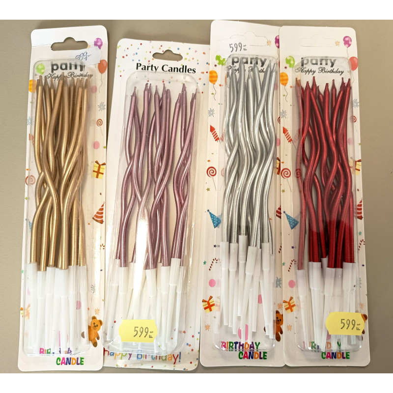 Candle set (gold, violet, silver, blaret) 12candle/pack