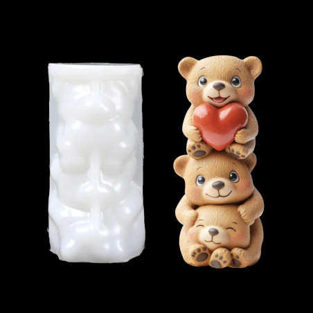 3D Cute Teddy Bears Silicone Mould