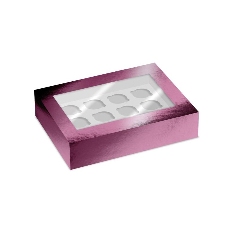 Simply Making Cupcake Box Window Pink Metallic 12 pk