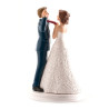 Funny Wedding Cake Topper – Bride Pulling the Groom's Tie, 20 cm