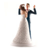 Funny Wedding Cake Topper – Bride Pulling the Groom's Tie, 20 cm