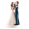 Funny Wedding Cake Topper – Bride Pulling the Groom's Tie, 20 cm