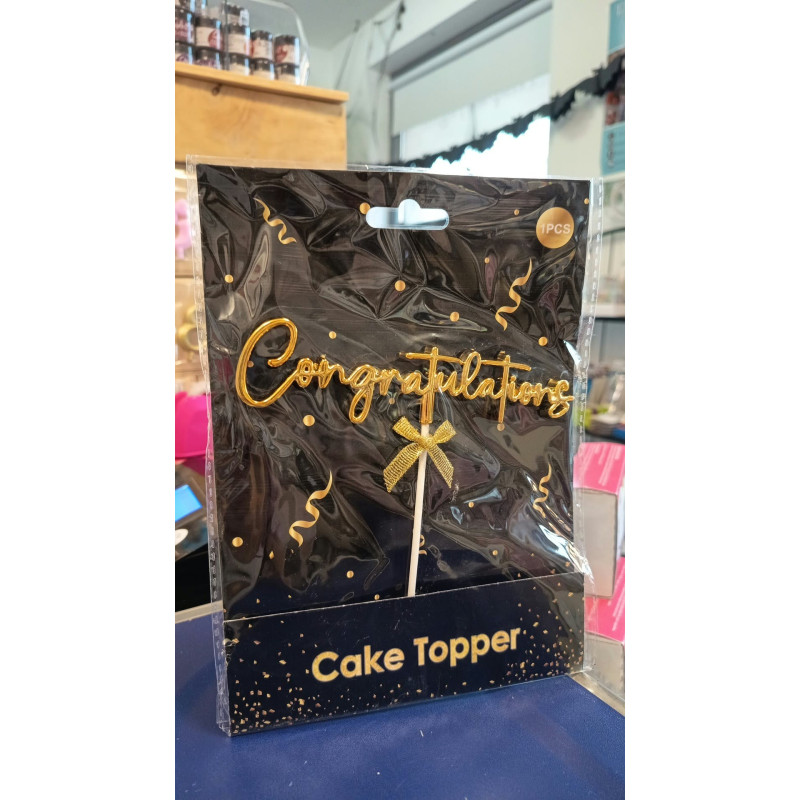 Congratuations Acril Cake topper gold or silver