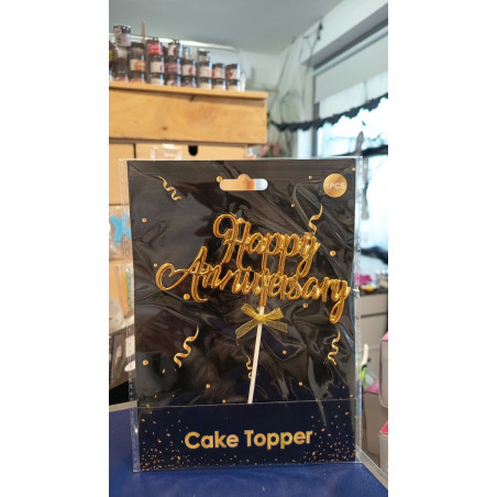 Happy Anniversay Acril Cake topper gold or silver