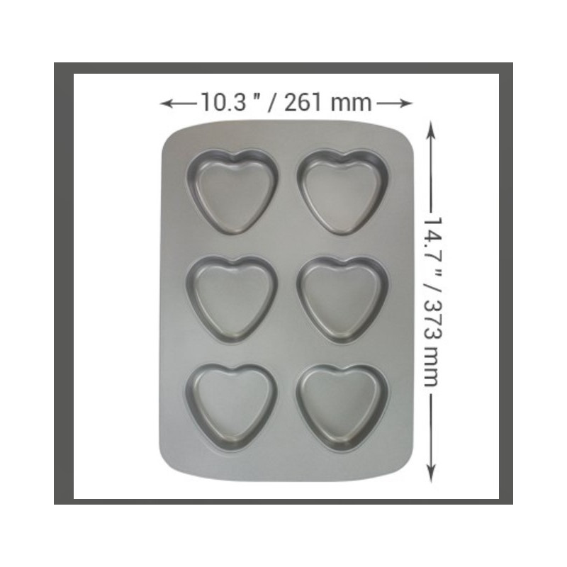 PME 6 CUP HEART PAN (37.3 X 26.1MM / 14.7 X 10.3")