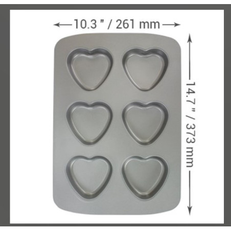 PME 6 CUP HEART PAN (37.3 X 26.1MM / 14.7 X 10.3")