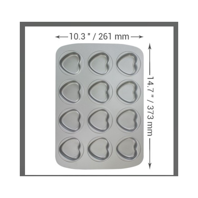 PME 12 CUP MINI HEART PAN (37.3 X 26.1MM / 14.7 X 10.3")
