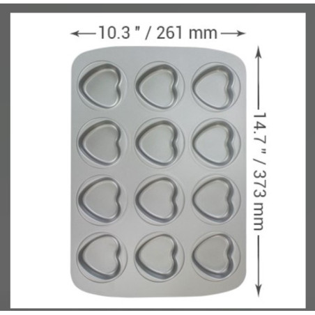 PME 12 CUP MINI HEART PAN (37.3 X 26.1MM / 14.7 X 10.3")