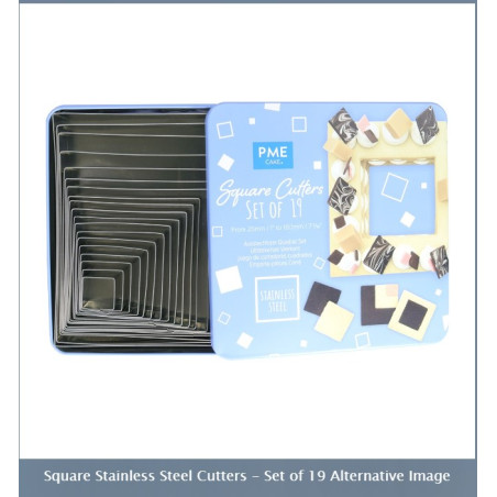 Square Stainless Steel Cutters - Set of 19