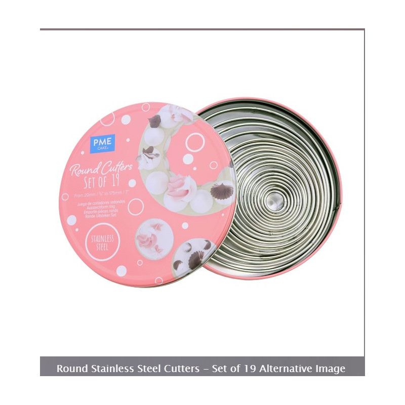 Round Stainless Steel Cutters - Set of 19