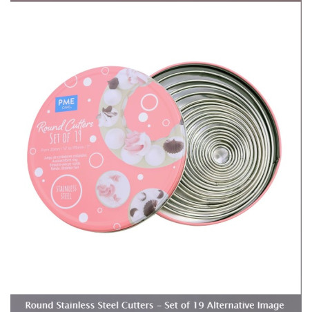 Round Stainless Steel Cutters - Set of 19