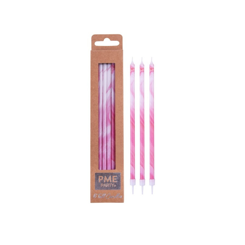 PME Candle Tall Pink marble 6 pcs