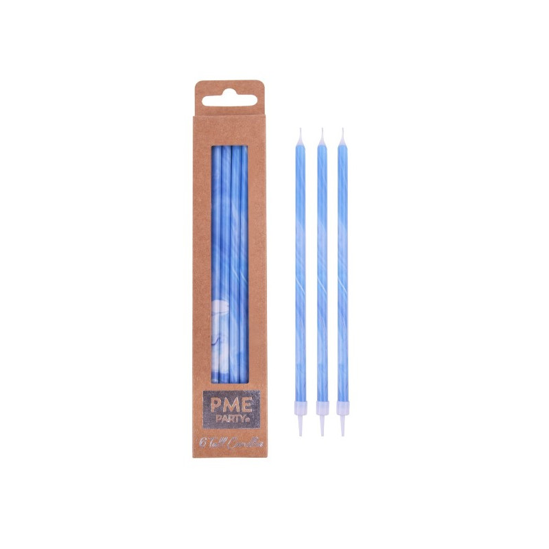 PME Candle Tall blue marble 6 pcs