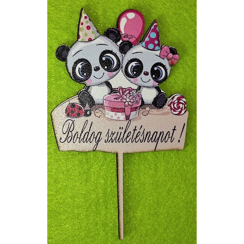 Happy Birthday Cake Topper Pandas