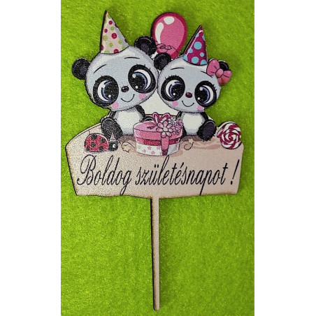Happy Birthday Cake Topper Pandas
