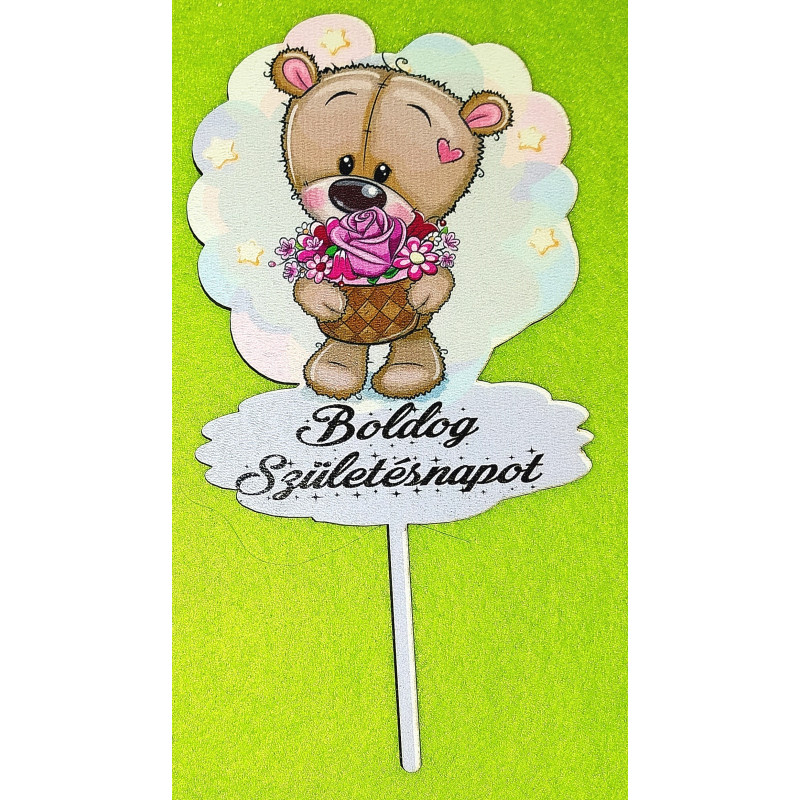 Happy Birthday Cake Topper Teddy Bear