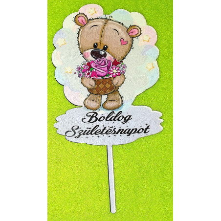 Happy Birthday Cake Topper Teddy Bear