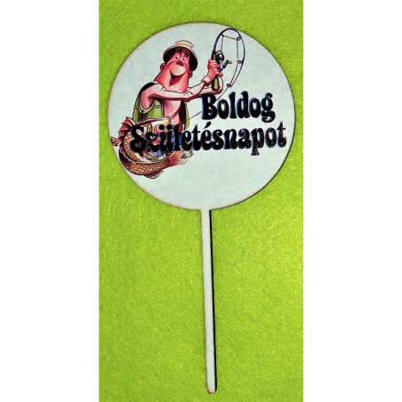 Horgászos Boldog Születésnapot kerek beszúró
