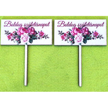 Happy Birthday Roses Wooden Cake Topper