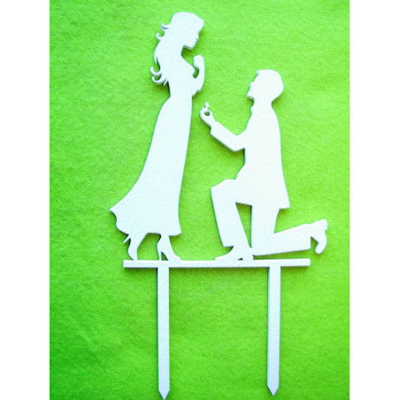 Engagement Wooden Cake Topper white