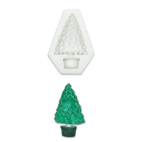 Potted pine tree silicone mold