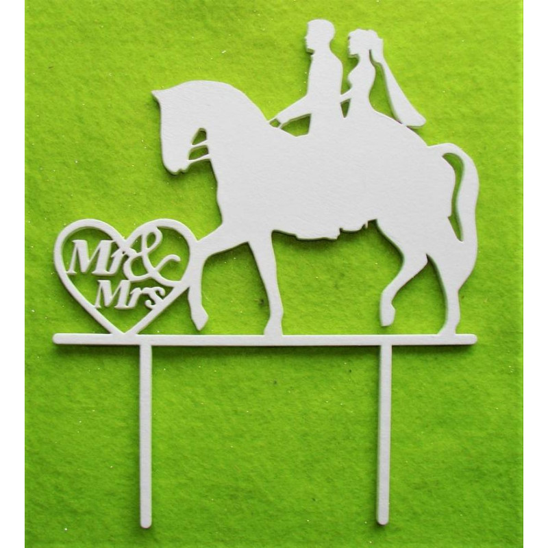 Wedding couple on horse Cake Topper