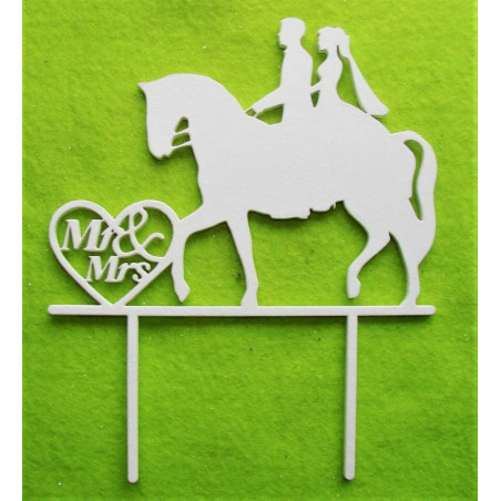 Wedding couple on horse Cake Topper