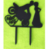 Wedding Black Wooden Cake Topper Mr&Mrs Motorcycle