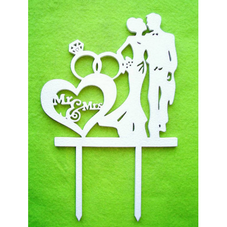 Hearts & Rings Wedding Cake Topper