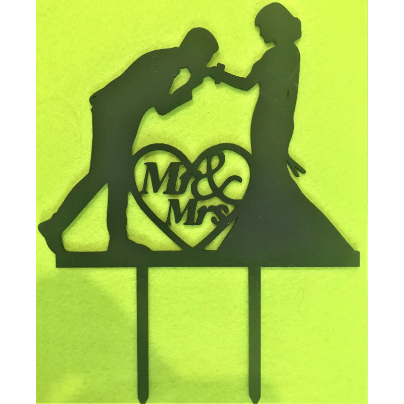 MR & MRS Kissing hands Wedding Cake Topper