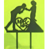 MR & MRS Kissing hands Wedding Cake Topper