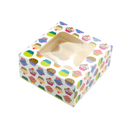 Cupcake box cupcake-patterned - 4 cupcakes