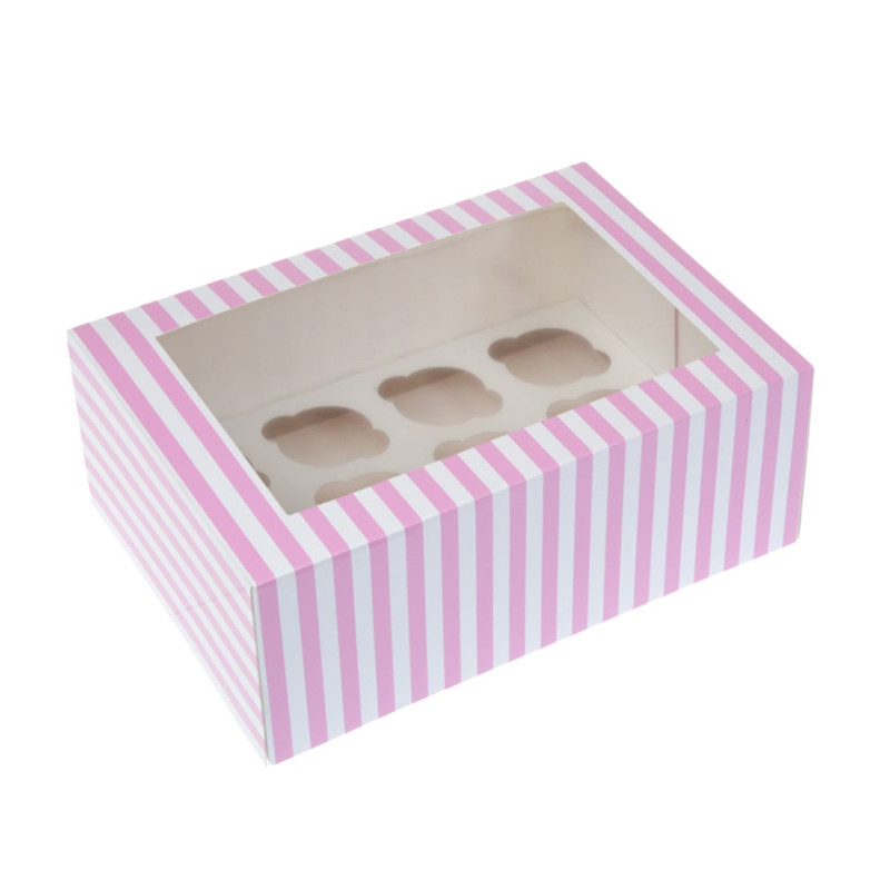 House of Marie Cupcake Box for 12 cupcakes with window pink circus