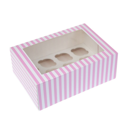 House of Marie Cupcake Box for 12 cupcakes with window pink circus