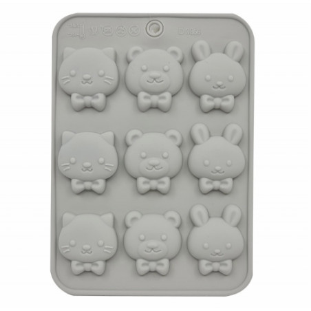 Kitty, bunny & teddy silicone mold