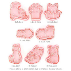 Cats cutter and embossing set of 8
