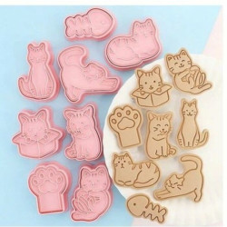 Cats cutter and embossing set of 8