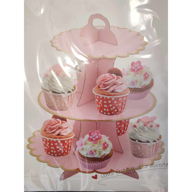 Muffin karton tartó állvány rózsaszín