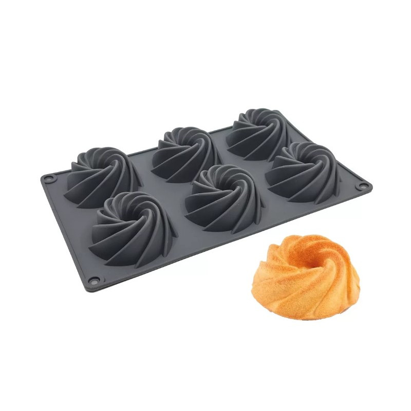Mini bundt cake silicone mold 6 cavities