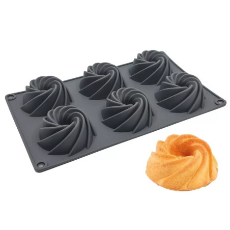 Mini bundt cake silicone mold 6 cavities