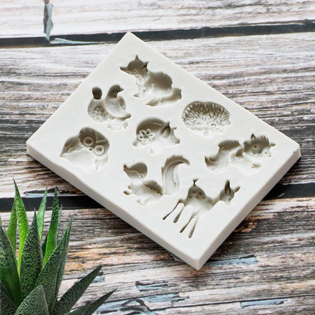 Mini forest animals silicone mold