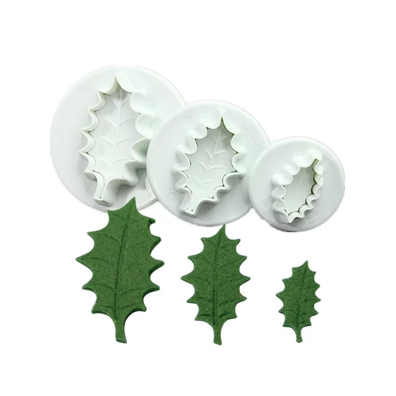 Holly leaves plunger cutter set of 3