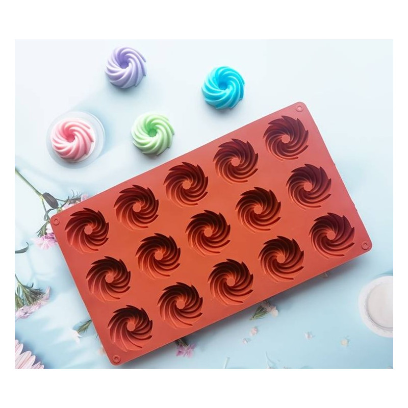 Mini twisted bundt cake silicone mold 15 cavities