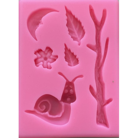 Snail - leaves - branch silicone mold