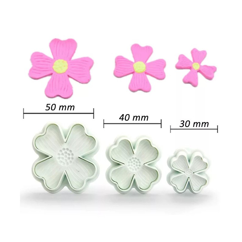 4-petals flower plunger cutter set of 3
