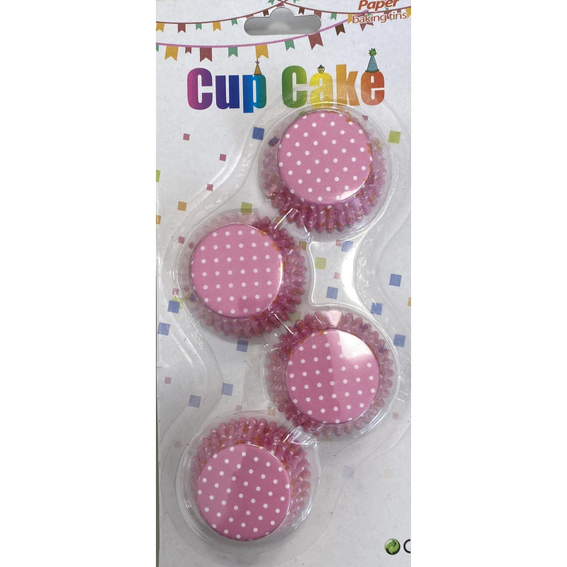 Mini muffin cups - white-pink dots