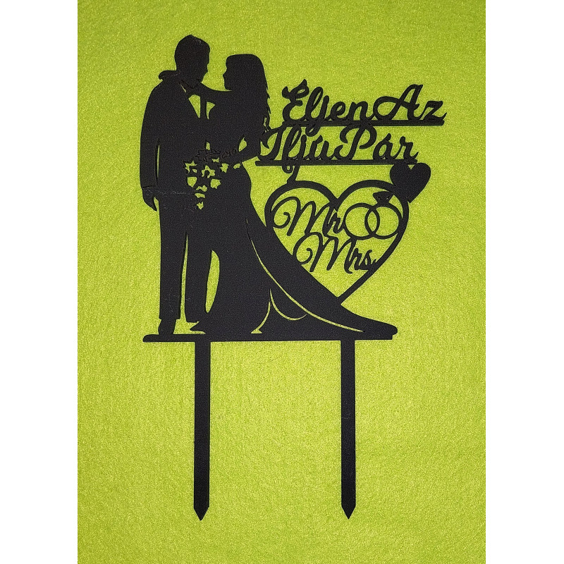 Long live the newlyweds! Black wooden cake topper