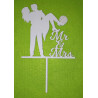 Mr&MRS football Wooden Wedding Cake Topper