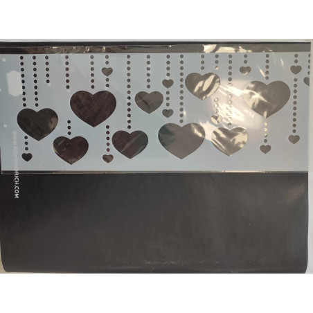 Szíves stencil 30x10cm