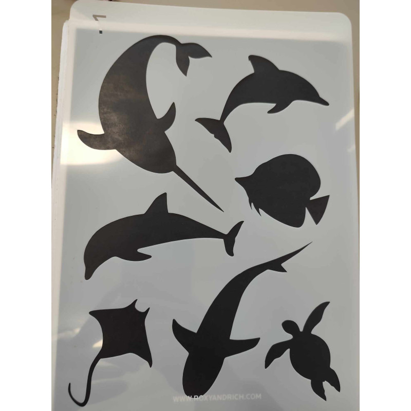 Tengeri állatok nagy stencil 21*30.7cm
